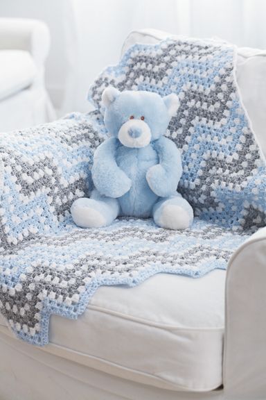 Bernat Baby Coordinates Ripple Waves Crochet Blanket FREE pattern