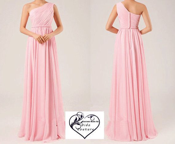 Blush Pink Chiffon Bridesmaid Dress  Long by DidoCouture on Etsy, $90.00