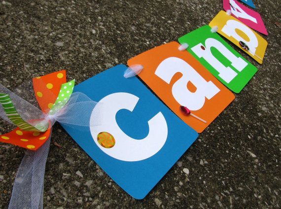 Candyland Banner With Candy Embellishments for Candyland Party or Birthday Celeb