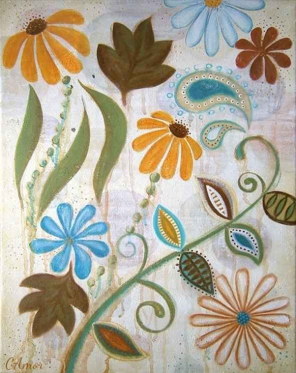 Canvas Painting Ideas for Beginners – or ideas for elements in a crewelwork piec