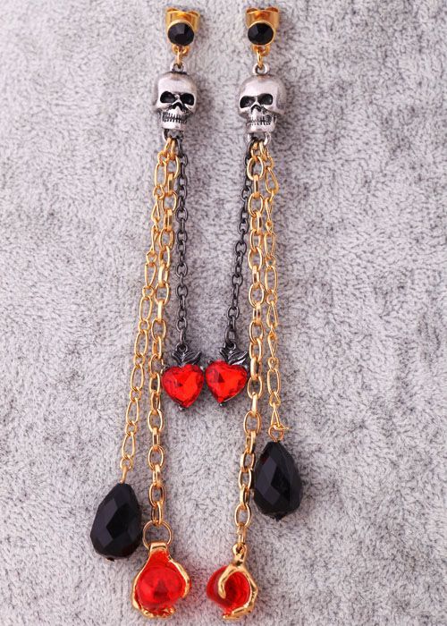 Chic Dangle Earrings With Skull Element  – New In