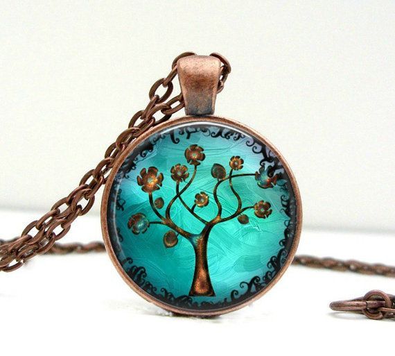 Copper Tree Necklace : Pendant. Charms. Art. Picture Pendant. Copper Jewelry. Ha
