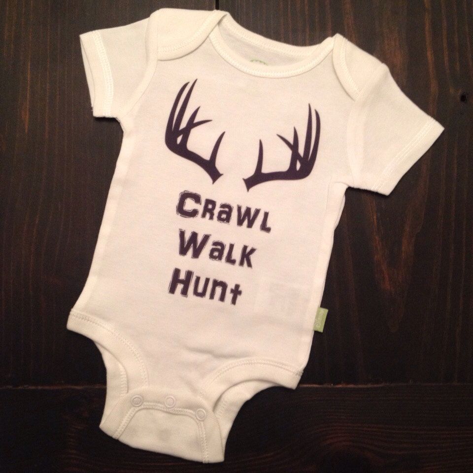 Crawl walk hunt onesie with antlers for baby by ShopCustomApparel, $11.00