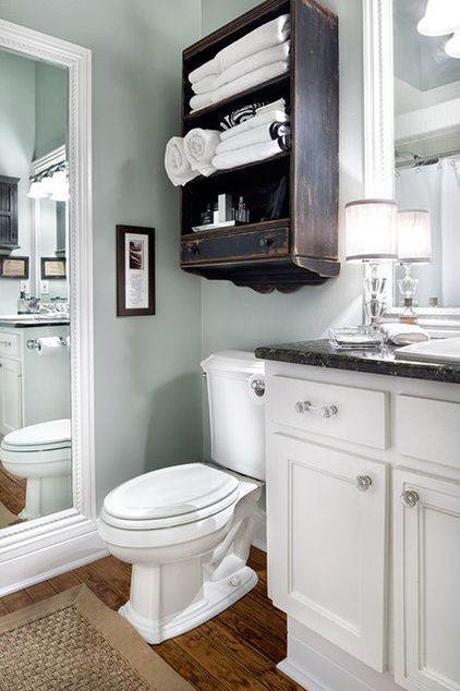 Cupboard over WC. by Van Wicklen Design, full length mirror (half bath)