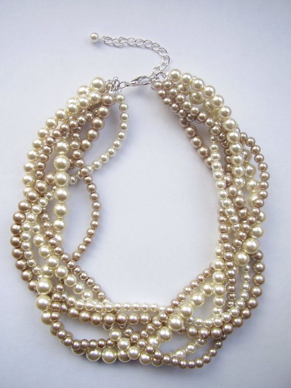 Custom order necklaces braided twisted chunky statement pearl necklace on Etsy,