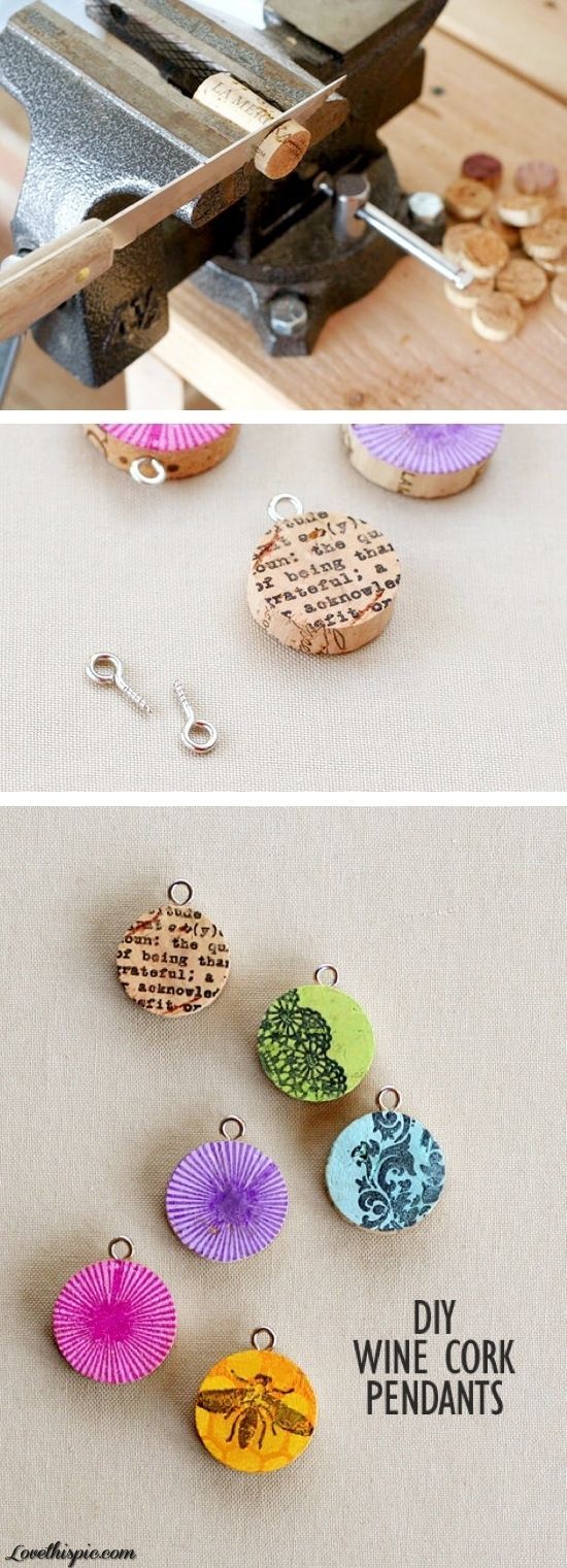 DIY cork screw pendants, Make your own Jewelry from recycled corks , great teen