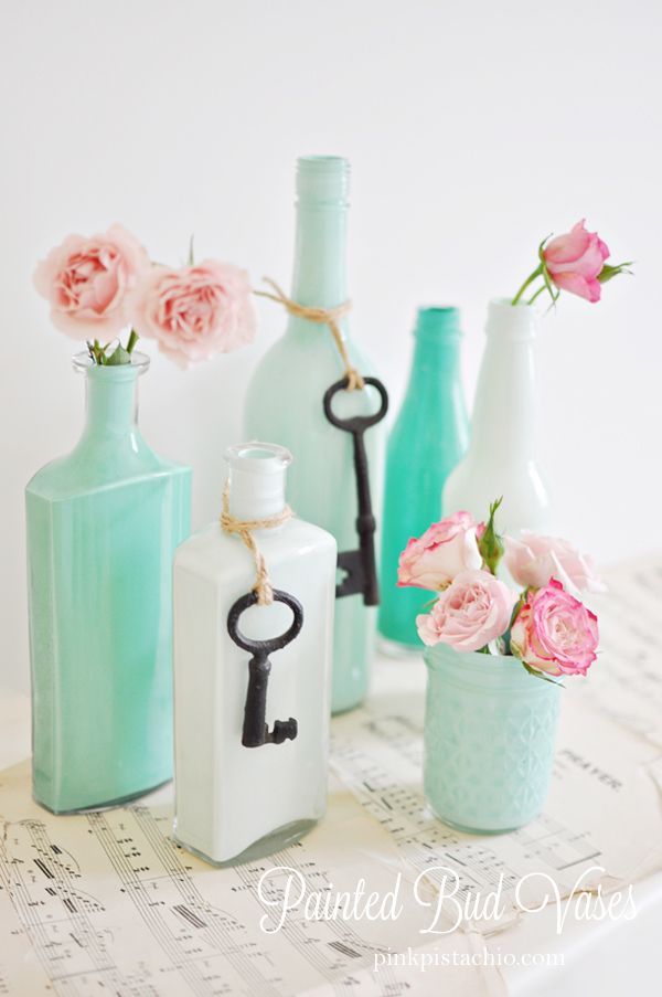DIY from Pink Pistachio: repurpose empty jars and bottles into pretty bud vases