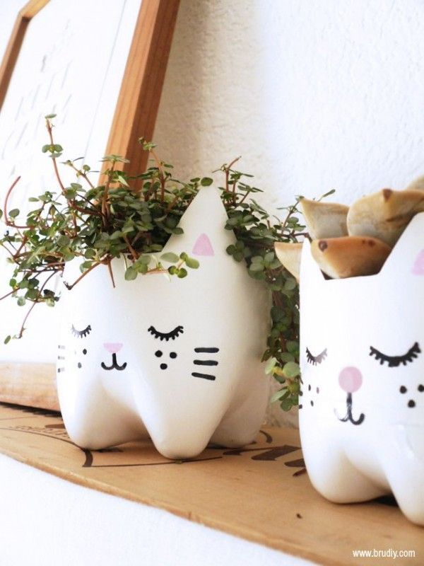 DIY : Kitty planters from plastic bottles – Recyclart