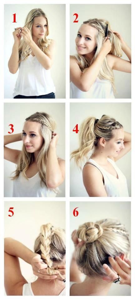easy but fancy up do with braids. I like how you could stop at step 3, 4, 5 or 6