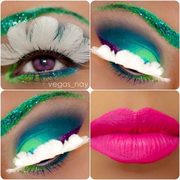 Electric Daisy Carnival Request neon green from Kryolan applied wet; Blue  green