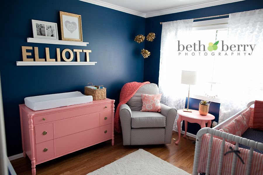 Elliots Cobalt & Coral nursery from Beth Berry Photography