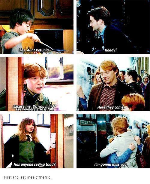 First and last movie lines of the trio.