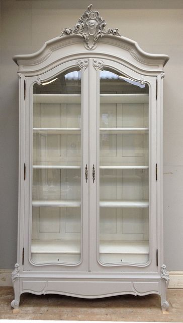 French antique Rococo armoire – repaint in Farrow Pavillion Gray