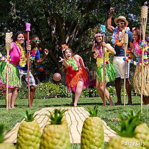 Get the ball rolling with pineapple bowling	Get everyone into the groove with lu