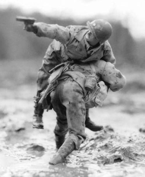 Great shot of WWII action, the bravery of American soldiers and the love of thei
