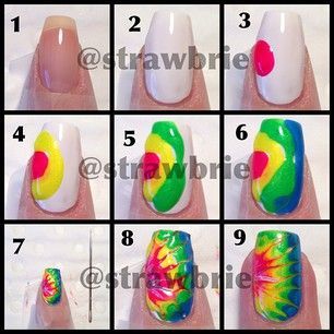.@Hannah Barber | Tie Dye Nails Pictorial This design is easy to do, but you MUS