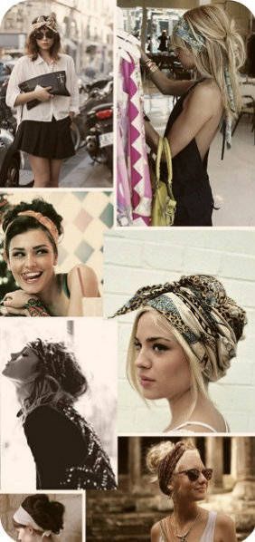 head scarfs – to fight summer frizz, etc. Wonder Id I could pull these off at ag