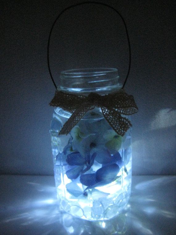 Hydrangea Floating Candle Mason Jar Candle Lantern Weddings Home Decor LED Light