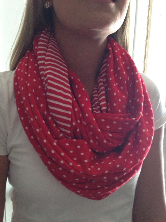 Infinity Nursing Scarf- Reversible- Red and White on Etsy, $20.00