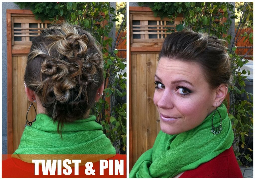 Just TWIST and PIN. Great for second-day, wet hair, and especially two-toned omb
