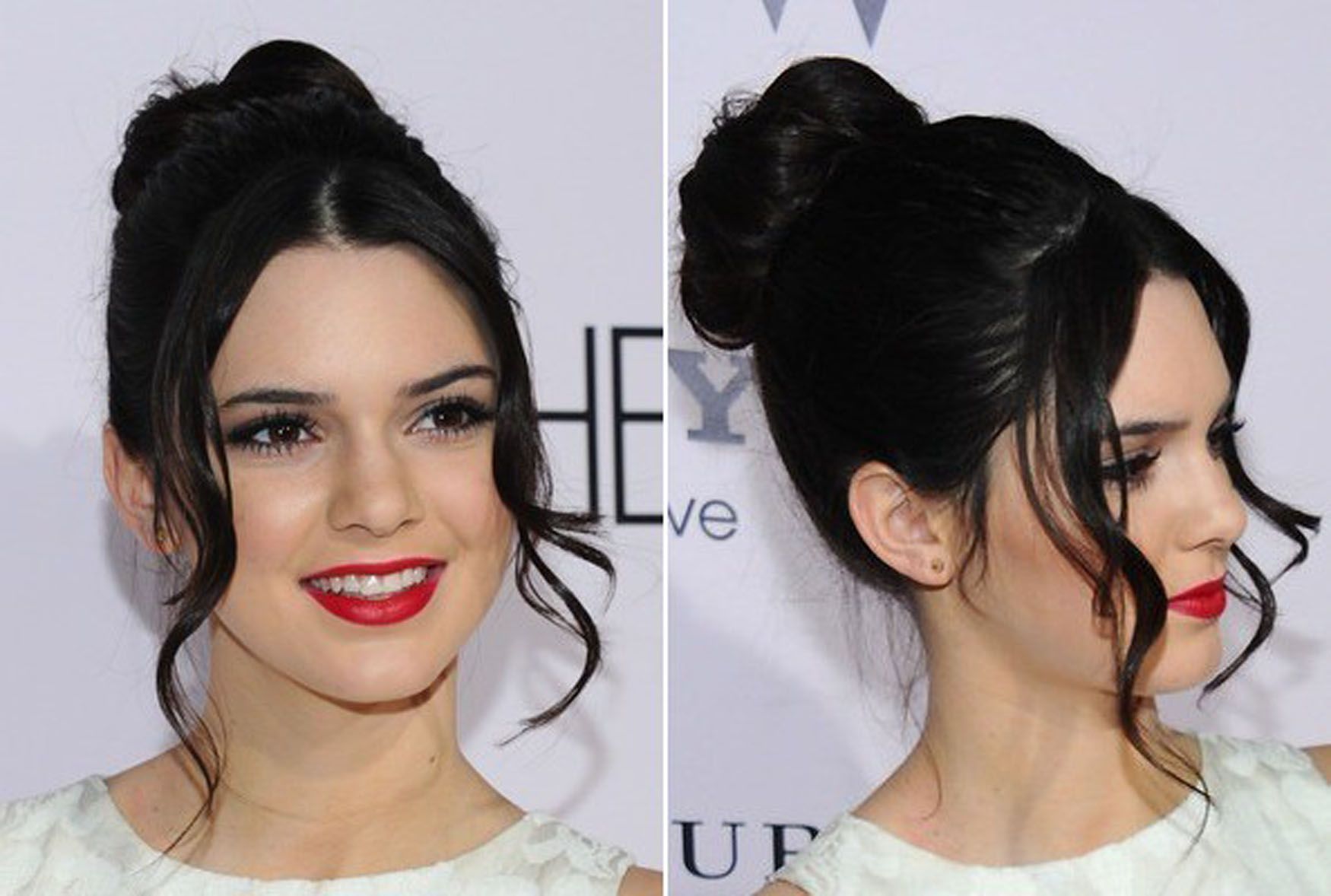 Kendall Jenner Black Hairstyles with Bun Styles as Latest Updo Hair by Celebrity
