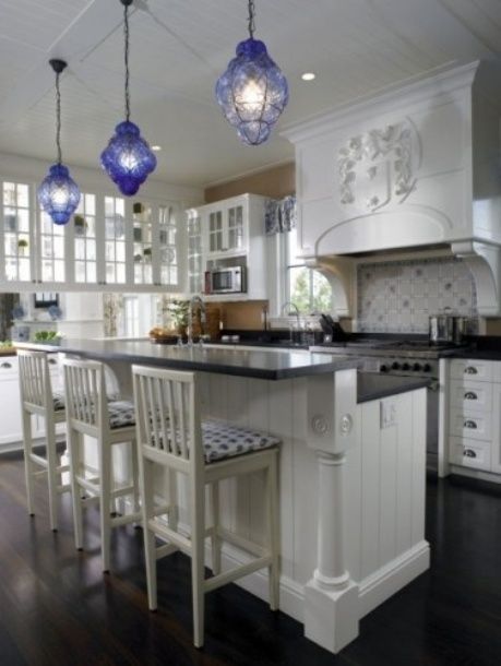 kitchens of the sea – love a white kitchen, and the blue really adds a great tou