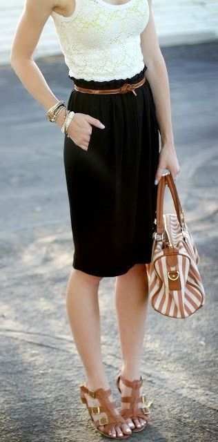 Lace top & pencil skirt