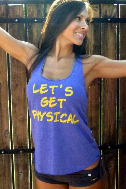 Lets Get Physical. Old-School Gym Tank.  Size SMALL. $30.00, via Etsy.