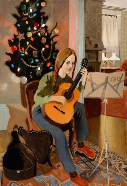 litelowlife:  Fairfield Porter, Lizzie, Guitar and Christmas Tree, 1973