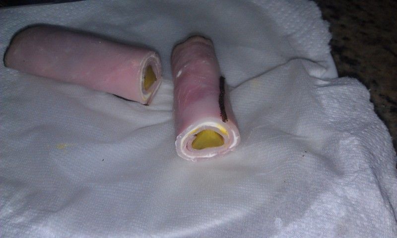 Low carb Atkins Induction Snack!  Ham & Pickle Roll-ups! Think breadless Cuban S