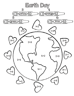 Math Coloring activity for Earth Day! Teach your kids to love the Earth (and all