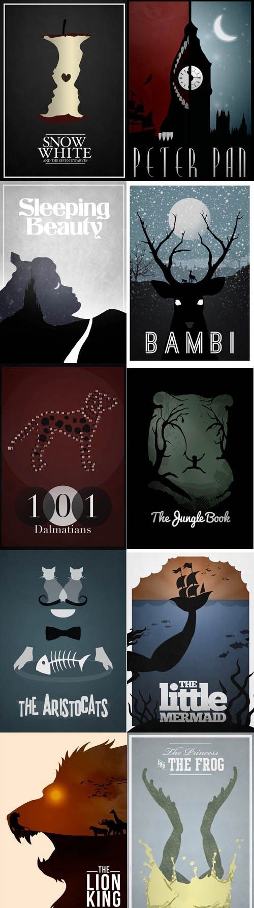 Minimalist Disney Movie Posters – I think Jungle Book has the best one but theyr