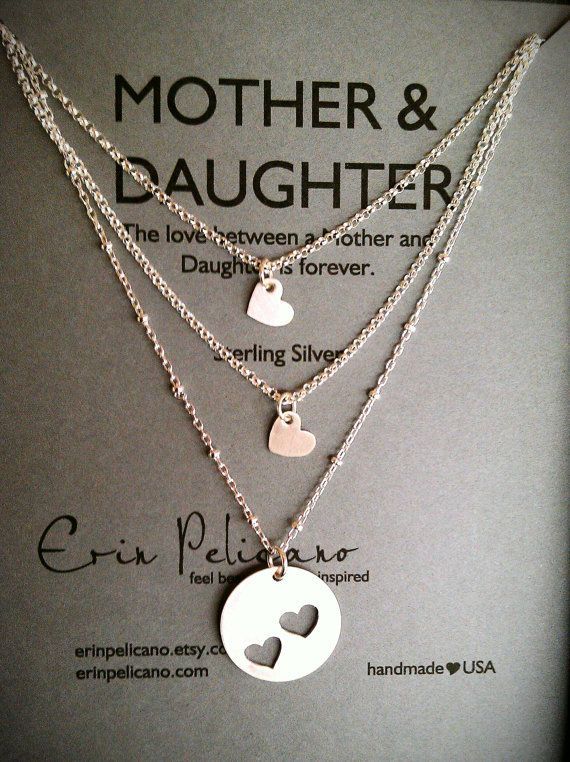 Mother Two Daughters Necklace Set // Inspirational Jewelry // Simple Delicate