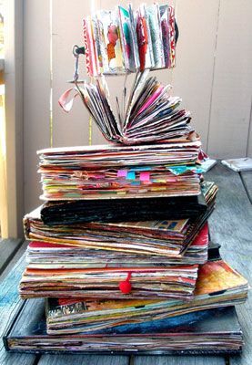 Orly Avineris pile of journals – love the fact they look like they want to explo