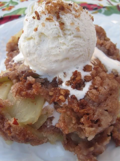 Pampered chef apple crisp recipe made with yellow cake mix!! I have forgotten ho