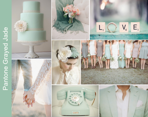 Pantone Grayed Jade Wedding Inspiration Board. Colors would look good with a whi