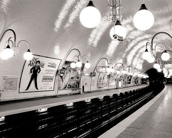 Paris Metro, Cite Paris Photography, French Wall Art Prints, Train Photo, Black