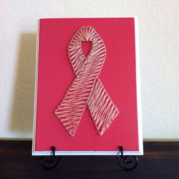 Pink Breast Cancer Ribbon 9 x 12 inch Nail and String Art on Etsy, $22.00