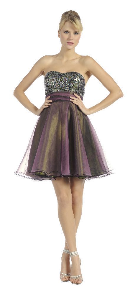 Purple/Green Tulle Skirt Prom/Homcoming Dress Sequin Strapless Top Empire $99.99