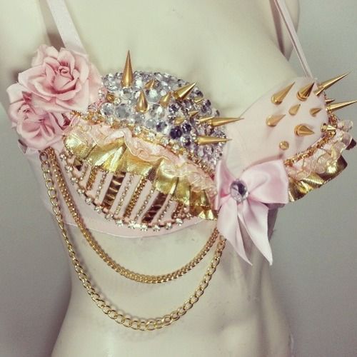 Rave Bra Ideas | pink and gold on Tumblr