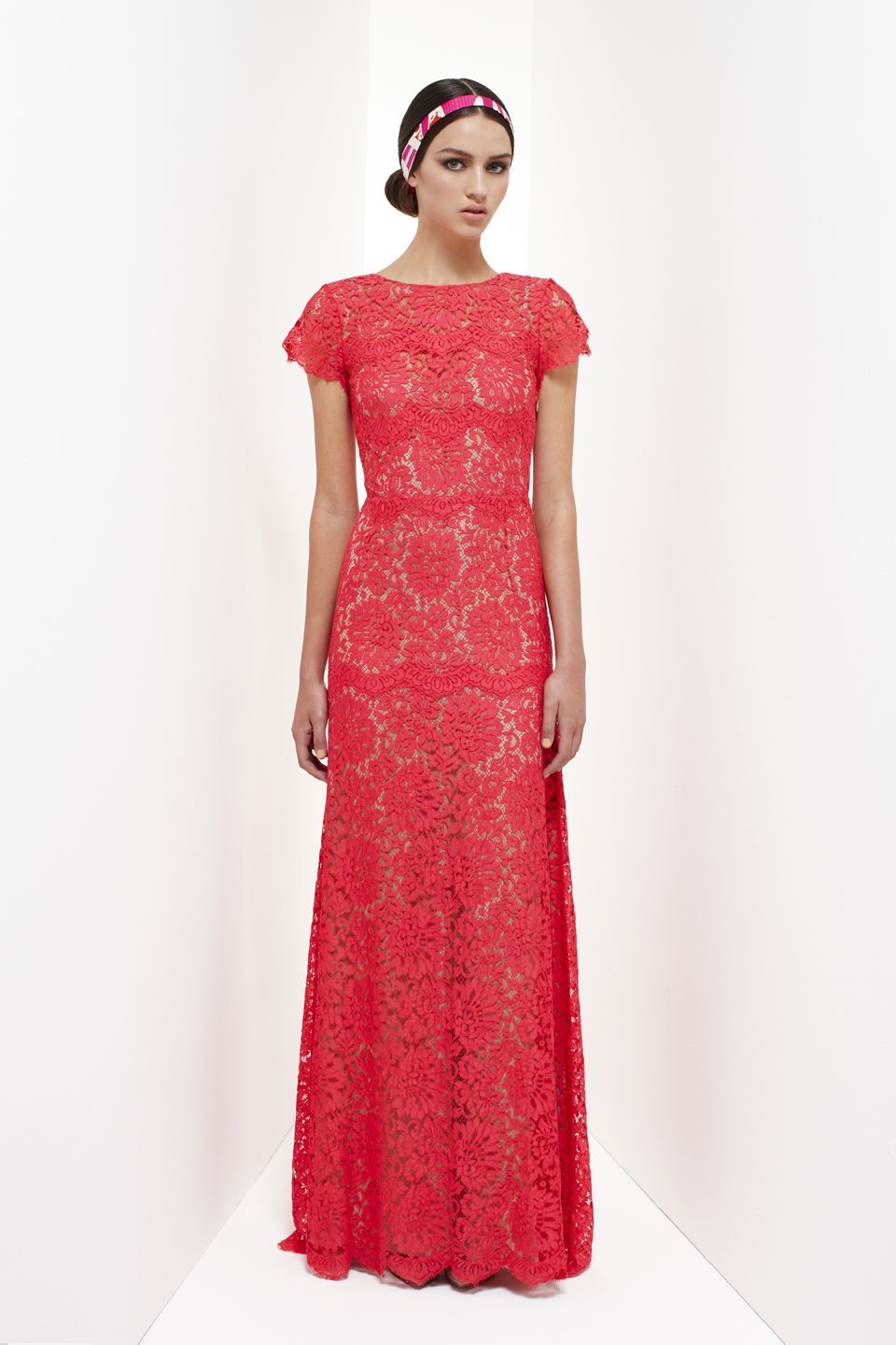 Resort 2013 – Collette DinniganCollette Dinnigan lace long gown, flamingo pink a