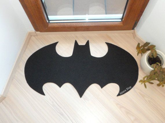 Rug based in a Batman logo. Shape doormat. Custom door by Xatara, $40.00