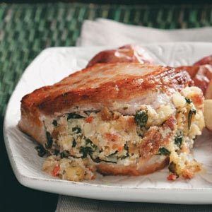Savory Stuffed Pork Chops – Whod ever guess stuffed chops could be so simple?  I