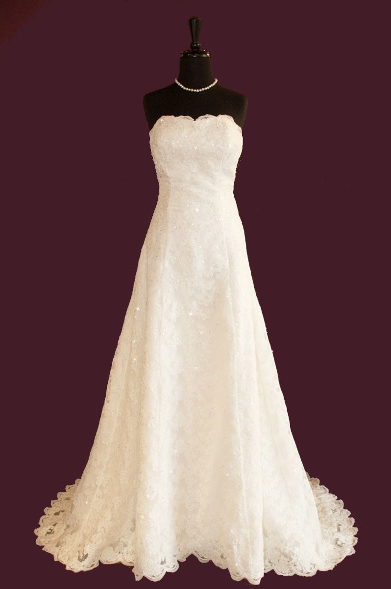 scoop-neckline all lace bridal gown