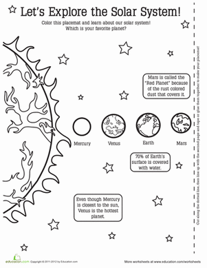 Solar System Placemat (C2, W9)