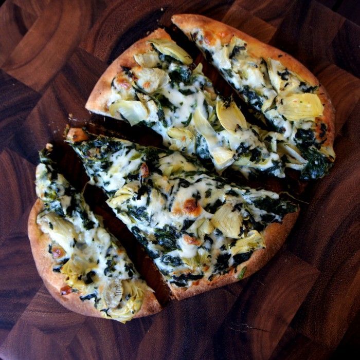 Spinach and Artichoke Flat Bread Pizza – why not have this delicious appetizer i