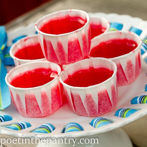 Strawberry Shortcake Jello Shots with Pinnacle “Cake” Vodka!!  Hee hee, should c
