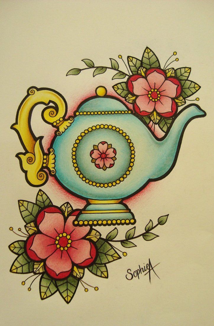teapot tattoo flash – I must have a teapot tattoo. “Im a Little Teapot,” is my s