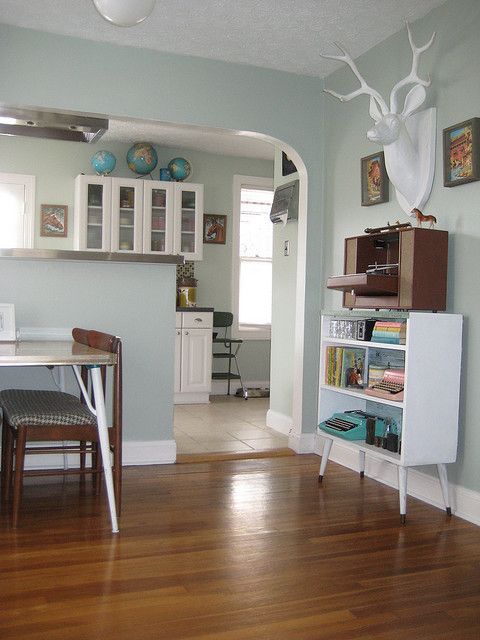 this wall color, white trim, same floors.  silver sage paint color | silver sage