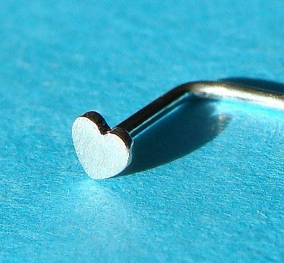 Tiniest Heart Sterling Silver Nose Stud Nose Piercing via Etsy